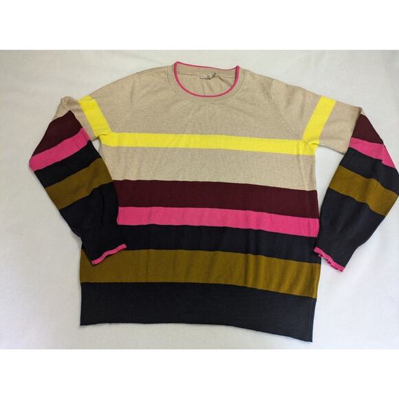 Faherty Sweater Womens Large Ollie Cotton Cashmere Crewneck Long Sleeve Striped - Picture 3 of 11